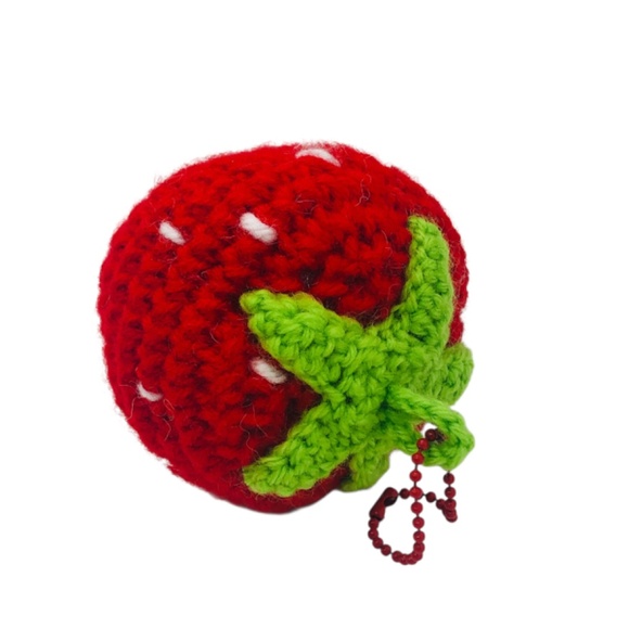 Handmade Crochet Strawberry Keychain 🍓 Cute Bag Charm - Picture 3 of 15